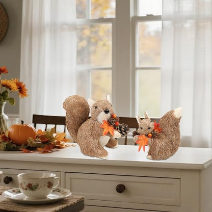 winemana Set of 2 Fall Decorations for Home Squirrels Table Decor - style: style 3