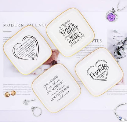 Friendship Quotes Trinket Dish Jewelry Plate,Friendship Gifts for Women - style: Rustic