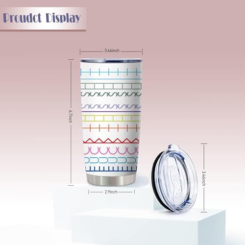 20oz Rainbow Geometric Hidden Rude Message Stainless Steel Tumbler with Lid - color: Hidden Message