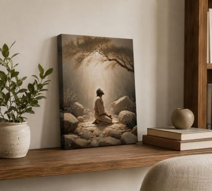 CXKAWM Jesus in Gethsemane Wall Art, Christian Canvas Prints, 12x16in - color: Jesus Prayers Wrapped Canvas, size: 12x16in