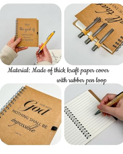 BFXFUTU 60pcs/30Bulk Christian Gift Spiral Notebooks with Bible Bamboo Pen Prayer Journal for School Office Believers Staff Inspirational Diary Mini Notepad Gift Inspirational Thank You Set (60) (60)