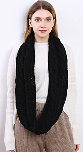 NEOSAN Womens Thick Ribbed Knit Winter Infinity Circle Loop Scarf - color: Twist Black