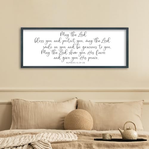 FZMHASLWW Christian Wall Art Numbers 6:24-26, Black, 32"×12" - color: Numbers 6:24-26 Scripture (Black), size: 32"L x 12"W