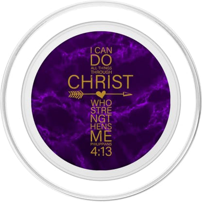 Philippians 4:13 Cross Christian Gifts Women Heart Purple PopSockets PopGrip for MagSafe - style: Magnetic PopGrip