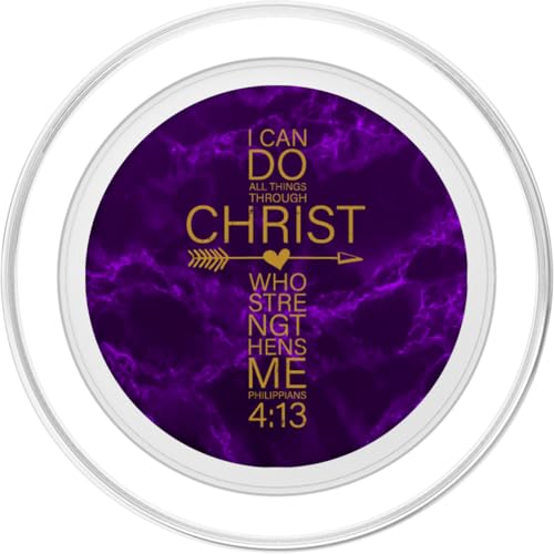 Philippians 4:13 Cross Christian Gifts Women Heart Purple PopSockets PopGrip for MagSafe - style: Magnetic PopGrip