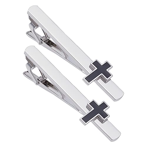 WEBEEDY 2PCS Tie Clip for Men Cross Tie Bars Mens Ties Clips Pin Set Suitable for Business Anniversary Parties Meeting Wedding Gift - style: Crossed Tie Clip