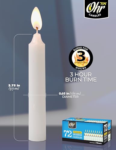 OHR CANDLES Shabbat Candles, Traditional Shabbos Candles, 3 Hour, 72 Count (Pack of 2) (144 Count) - size: 2-Pack