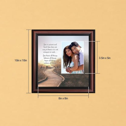 Love is Patient Love is Kind Bible Verse Wall Art, 1 Corinthians 13, Framed - color: Walnut