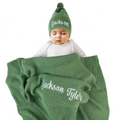 Personalized Baby Blanket with Name, GOTS Organic Custom Baby Blanket
