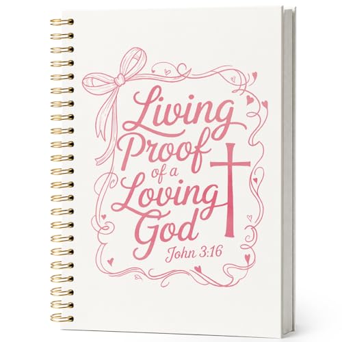 Christian Notebook for Women,Christian Gifts for Women Teen Girls Kids,Church Notes Journal，Bible Study Journal for Sermons,Faith Bible Verse Hardcover Spiral Notebook 5.5x8.3 Inch - color: JOHN 3:16 LIVING PROOF
