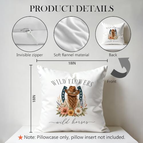Western Cowgirl Pillow Cover 18x18 Double-Sided - color: Color-15