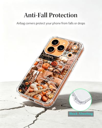 Fall Vibe Aesthetic Phone Case Compatible with iPhone 17 Pro, Autumn Halloween Pumpkin Phone Cover for iPhone 17 Pro - color: Fall Aesthetic