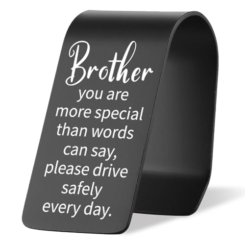 Vivopisew Brother Car Visor Clip, Engraved Stainless Steel Drive Safe Gift From Family Friend, Family Love Safety Reminder Car Visor Clip, Brother Travels Birthday Graduation Gifts VVA358 - color: Black-Brother Car Visor Clip