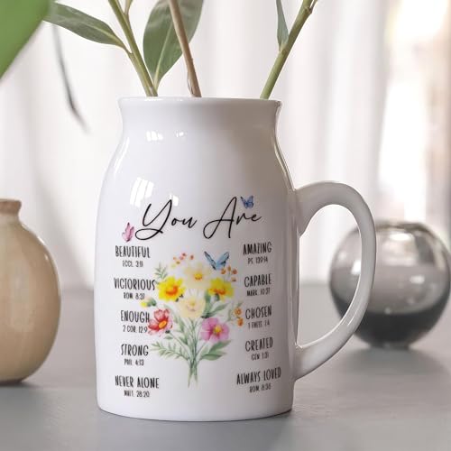 Christian Gifts for Women Birthday, Religious Vases for Flowers, Bible Verse Gift, Inspirational Gifts for Friends, Mom, Sister, Daughter, Girl, Female Coworker