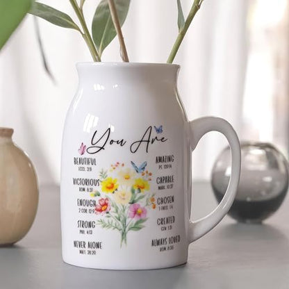 Christian Gifts for Women Birthday, Religious Vases for Flowers, Bible Verse Gift, Inspirational Gifts for Friends, Mom, Sister, Daughter, Girl, Female Coworker
