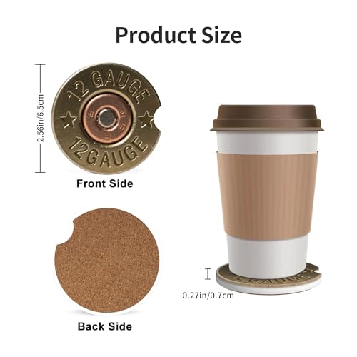 Car Coasters for Cup Holder 2 Pack - 12 Gauge Cartridge Cases - color: 12 Gauge Cartridge Cases