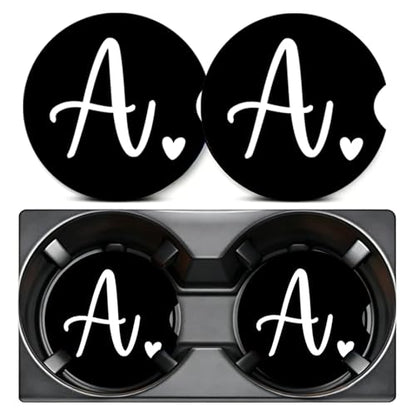 2PCS Initial A Car Cup Holder Coasters Neoprene Universal 2.75" - color: Initial a