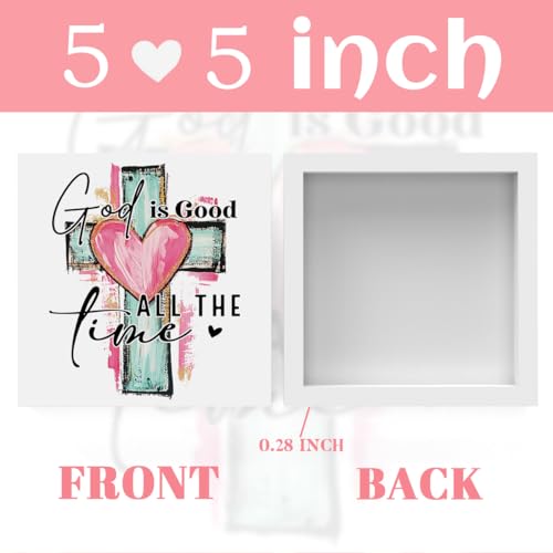 Valentines Day Decorations, Valentines Day Gifts for Her Him, Gift for Boyfriend Girlfriend, Romantic Watercolor Cross Anniversary Christian Wooden Box Sign Husband Wife Home Office Desk Decor - color: God Is Good All the Time-1