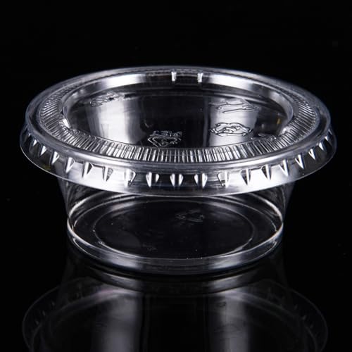 400 Pack 0.5 Oz Disposable Portion Sauce Cups with Lids, Clear Condiment Containers with Lids, Jello Shot Souffle Cups, Sampling Tasting Cups for for Parties and Events, Communion