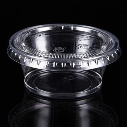 400 Pack 0.5 Oz Disposable Portion Sauce Cups with Lids, Clear Condiment Containers with Lids, Jello Shot Souffle Cups, Sampling Tasting Cups for for Parties and Events, Communion