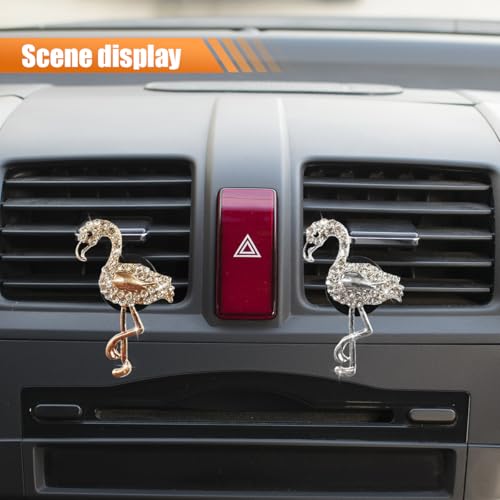 2PCS Bling Flamingo Car Dashboard Air Vent Trim Clips, Crystal Rhinestone Car Air Vent Clip, Cute Animal Car Interior Decoration Charm Accessories (Flamingo) - size: Flamingo