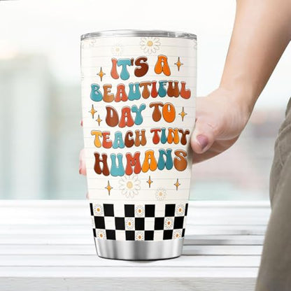 Teacher Appreciation Gift for Women, Inspire Teach Love Be Kind Design 20oz Stainless Steel Insulated Tumbler, Retro Floral Cup for Coffee Tea Water, Cute Back to School Travel Mug - color: Teacher Life W6