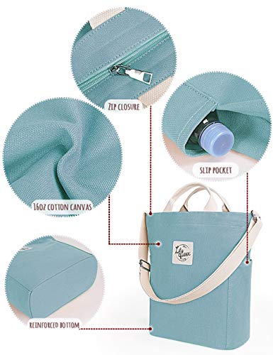 Lily queen Women Canvas Tote Handbags Casual Shoulder Work Bag Crossbody - color: Blue