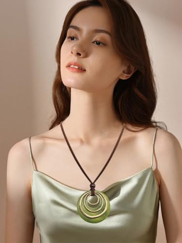 Boho Necklaces for Women Long Wooden Pendant Vintage Necklace - color: Boho Pendant Necklace