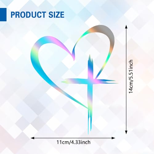 Love Cross Sticker Decal, Automotive Decals, Faith Hope Heart Vehicle Bumper Mirror Decoration Decal, Religious Auto Window Stickers Decorative Accessories for SUV Sedan Truck - color: Gradient1