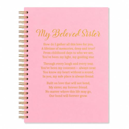 My Beloved Sister Lined Spiral Notebook, Sister Notebook Journal - color: Pink3