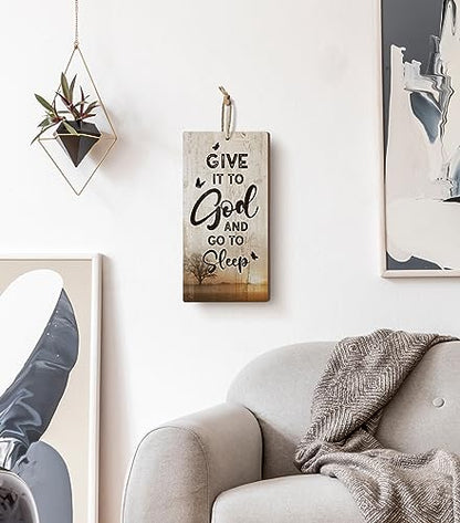 YZEXEZY Bedroom Decor-Give It to God and Go to Sleep Sign12"x6"Rustic Room Ruler Sign Christian Bible Verses Wall Art Gifts - style: Give It to God and Go to Sleep