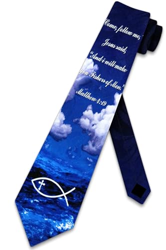 Steven Harris Bible Verse Ties Mens Jesus Fish Necktie Religious Tie for Men Christian Symbol Necktie