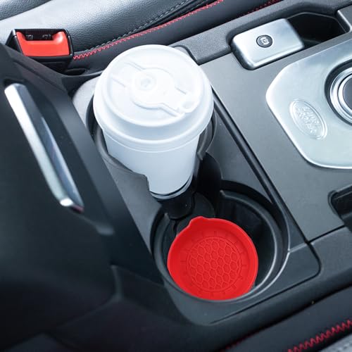Amooca 4-Pack Spill-Proof Cup Coasters Non-Slip Car Cup Holder Inserts - color: Red, size: 4 pack