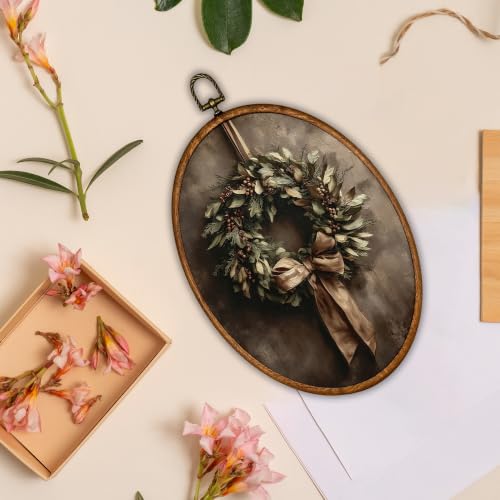 BCUANGD Retro Christmas Wreath Oval Wall Art Decor 8.6"x11.4" - color: Christmas-33