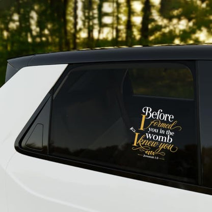 2PCS Bible Verse UV DTF Sticker, Faith Quote Window Car Decal 10in - color: Before I Formed