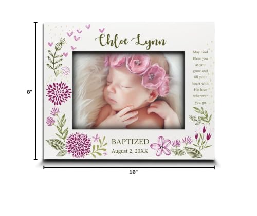 BELLA BUSTA-Personalize -Baptism, Dedication, Confirmation, First Communion Theme Picture Frame-Keepsake from Godparents, Friends, Family-UV Print Frame (Pink (5x7 Horizonta)) - color: Pink (5x7 Horizonta)