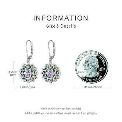 Mountain Mustard Seed Earrings for Women 925 Sterling Silver Lotus/Cross Dangle Drop Earring Christian Jewelry Outdoor Birthday Graduation Gifts - style: Chakra Lotus