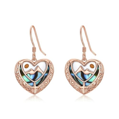 AOBOCO 925 Silver Mustard Seed Cross Heart Dangle Drop Earrings Women - color: Silver-14K Rose Gold