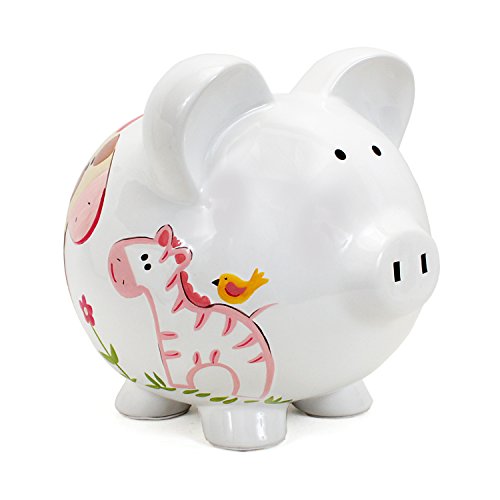 Child to Cherish Ceramic Piggy Bank for Girls, Jungle Jill - color: Jungle Jill