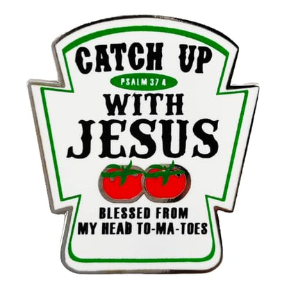 Enamel Pin,"Catch Up With Jesus" Slogan Lapel Pin,Religious Brooch,DIY Decor Collection,Gift for Friend Family Teen,Pin for Religious Gatherings,on Jacket Backpack Lapel,Collectible