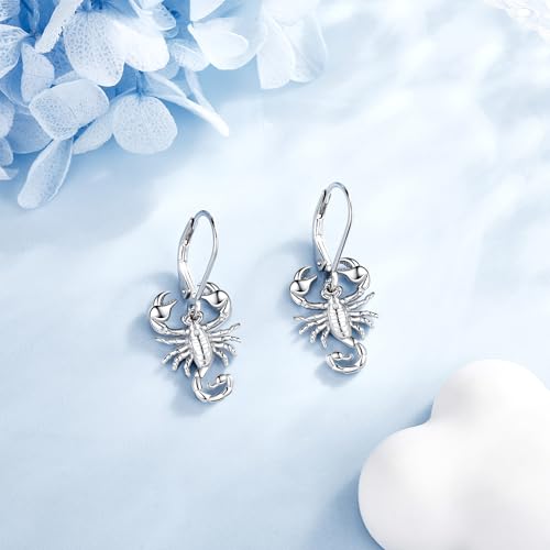 Crab/Mushroom/Lobster/Bat/Angler Fish/Tiger/Elephant/Jellyfish/Flamingo/Scorpion Earrings Dangling Sterling Silver Created Blue Opal Earrings Jewelry Gifts for Women Girls… - style: Scorpion
