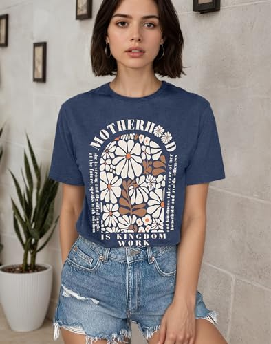 Christian Shirts for Women Jesus Tees Faith Shirts Bible Verse Print Tops - color: Darkblue, size: Small