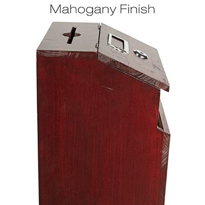 EXCELLO GLOBAL PRODUCTS Red Mahogany Suggestion Box with Lock: Wooden Ballot Comment Box, Wall Mounted or Freestanding. Includes Printed Labels & Suggestion Pads Cards