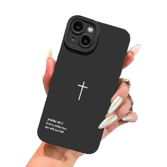 Christian Bible Verse Phone Case Jesus Cross Phone Case TPU Frame Full-Body Protective Cover for iPhone 17/16/15/14/13 Pro Max, Pro, Plus - color: Style2-Black, size: iPhone 15 Pro Max