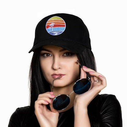 Embroidered Baseball Cap for Women Men Adjustable Baseball Hat Black Baseball Cap Trucker Hat - color: Palm Tree