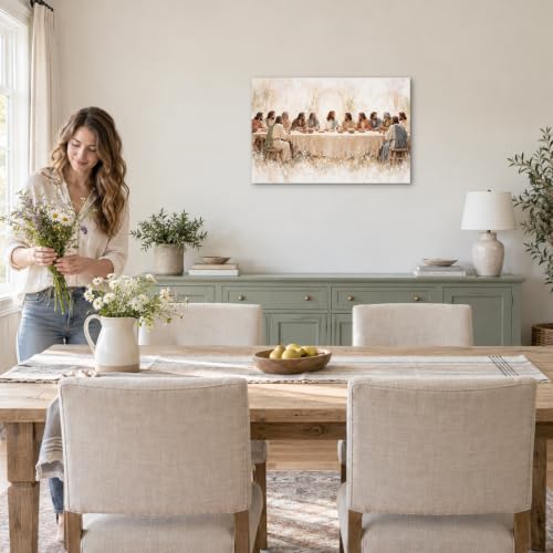 Bright Peaceful Last Supper Picture for Dining Room Christian Wall Art - color: Art-04, size: 18"L x 12"W