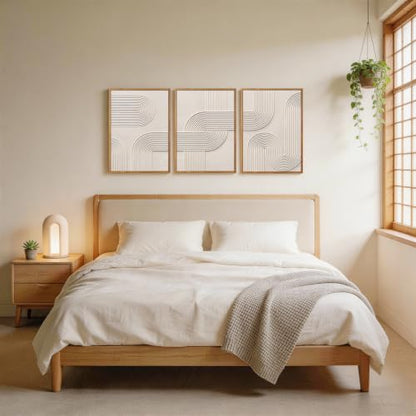 CHDITB 3D Textured Geometric Lines Framed Wall Art, Beige Relief Painting - color: 3d Line