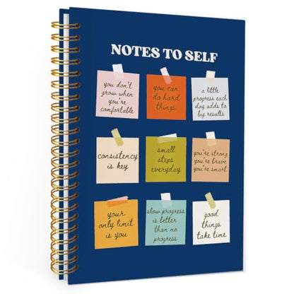 Wheatwin Note to Self Mental Health Journal, Inspirational Spiral Notebook, Motivational Positivity Journal, Inspirational Journal for Women, Positive Affirmations Quote Hardcover Notebooks 5.5x8.3 - Navy Blue - color: Notes to self - blue