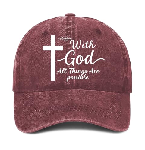 Christian Baseball Cap for Men & Women - Embroidered Jesus Cross Hat, Adjustable Christian Gifts - color: Christian-18 Red