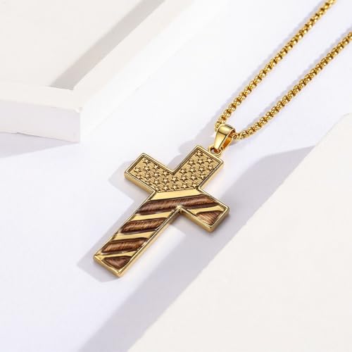 American Flag/Eagle/Star Necklace for Women 925 Sterling Silver Silver/Gold/Black American Flag Pendant 4th of July Jewelry for Wife Sister Girlfriend - color: Gold-1